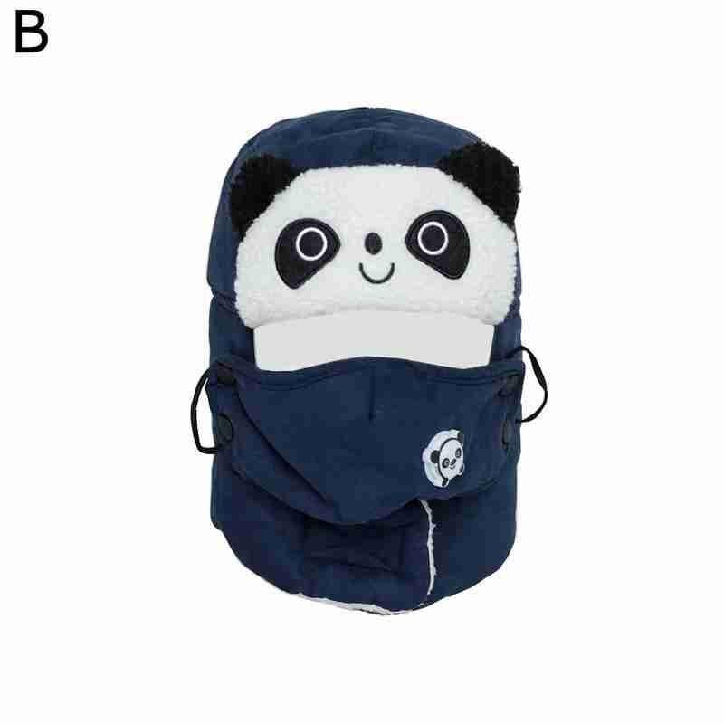 Gezichtsmasker muts voor kinderen panda fleece muts voor kinderen gezichtsmasker voor jongens wintermuts warme en dikke muts met oorkleppen: Marine