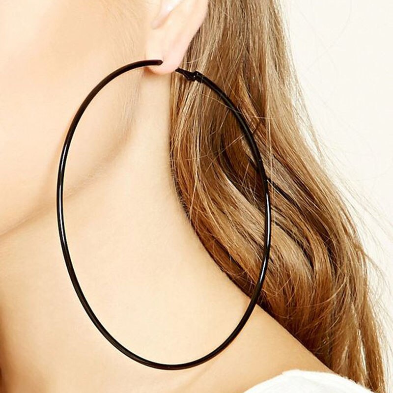 BLIJERY-pendientes de aro exagerados de 12CM para mujer, aretes de baloncesto, aretes circulares grandes y lisos, joyería Punk, Oorbellen