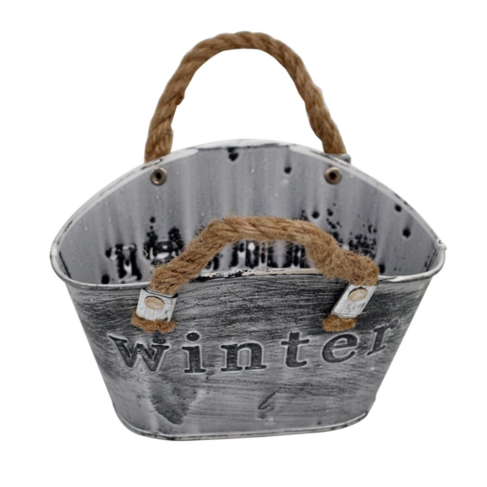 Métal suspendu Pot de fleur crochet mur amovible fer seau étain jardin balcon suspendu Succulent porte-plante décoration bricolage: A4