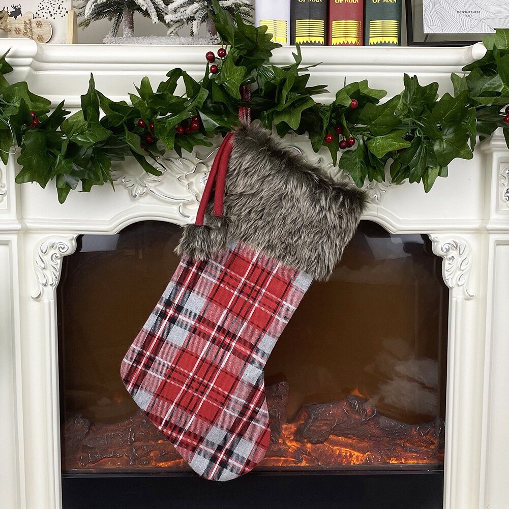 Kerst Kousen Voor Jaar Festival Plaid Bags Xmas Boom Sokken Kerstsok Snoep Zak Cadeau Voor Kids