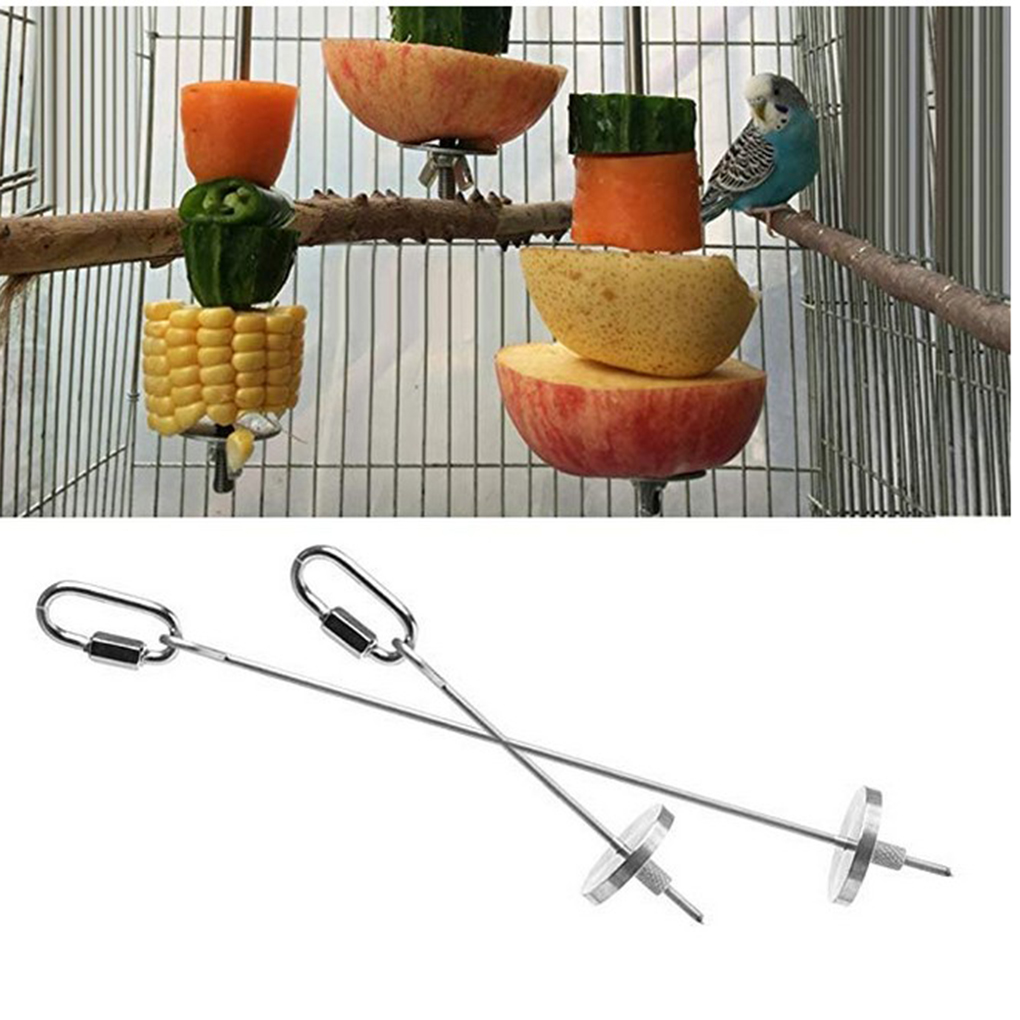 Fangnymph fugle madholder til fugle papegøje rustfrit stål foderstøtte frugtpind kød spyd fugl foder pind værktøj
