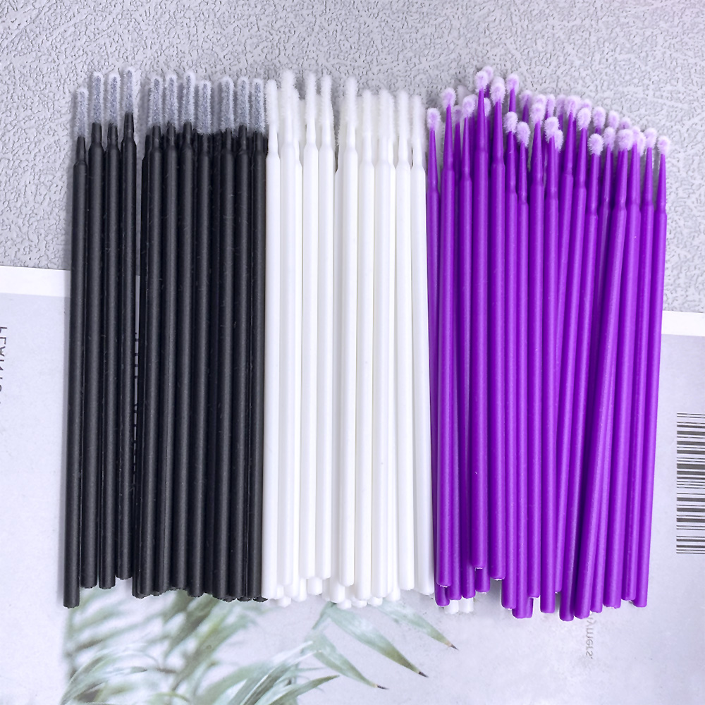 300/500 pièces Micro brosse jetable cils enlevant écouvillon Microbrosse Mascara baguettes applicateur Extension de cils pinceaux de maquillage outils: Violet