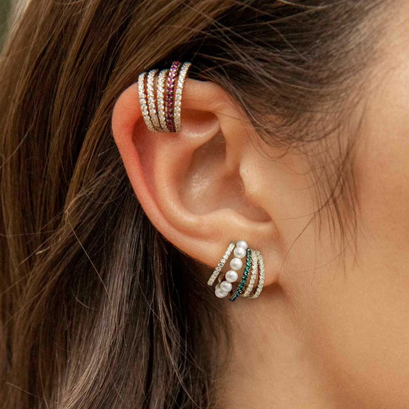 Multi-drehen Strass Ohr Manschette Böhmen CZ Breite Stapelbar Earcuffs Kristall Ohr Kletterer Ohrringe Für Frauen Hochzeit