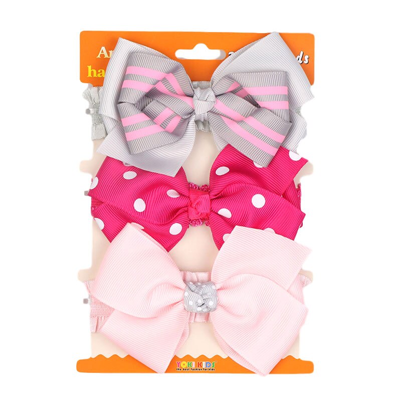 Children's Hair Ornaments Set 61158 Women's Cute Baby Cotton Bow Headband 3 Pairs/pack Red Elastic Headband: 3