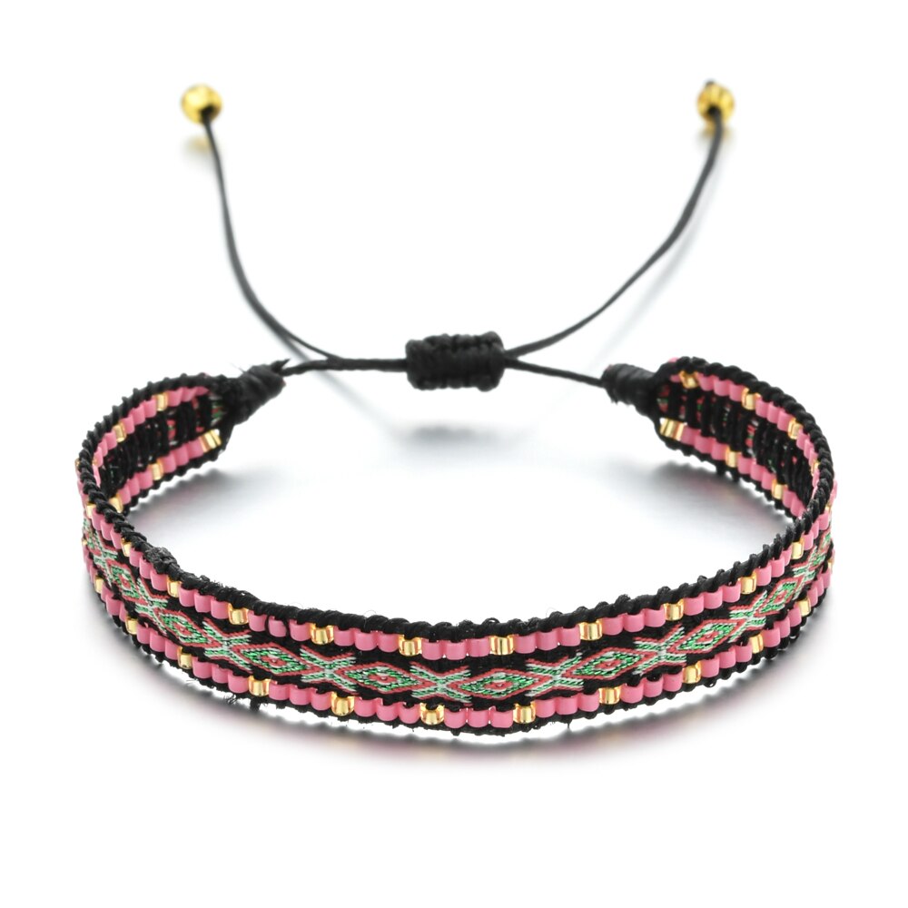 ZMZY – Bracelet tressé en tissu style Boho pour femmes, bijoux d'amitié, perles MIYUKI, chaîne en corde,: QQSL183