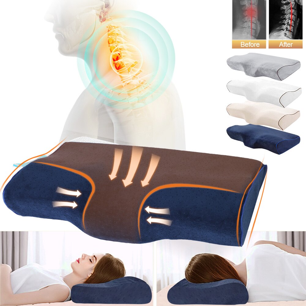 Memory Foam Beddengoed Kussen Vlinder Vormige Ontspannen Nek Bescherming Orthopedische Trage Rebound Cervicale Voor Gezondheidszorg 50x30cm