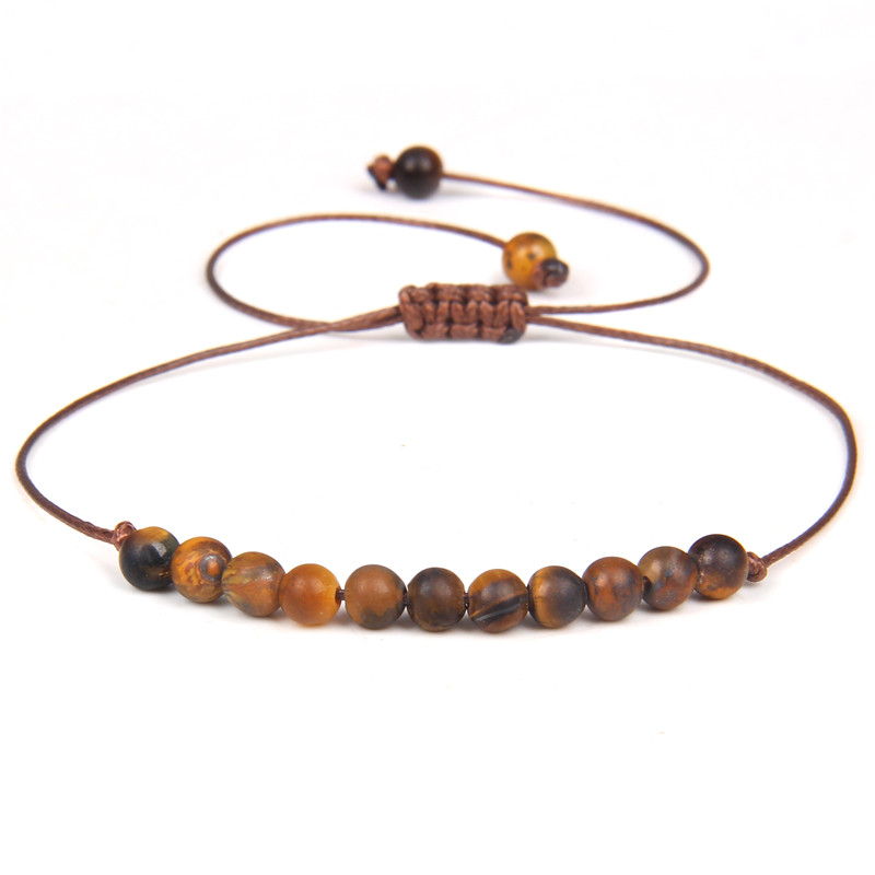 4Mm Mini Kralen Armband Natuursteen Gevlochten Armbanden Voor Vrouwen Mannen Verstelbare Touw Labradoriet Jaspers Agaat Bangle Sieraden: 15.Matte Tiger Eye