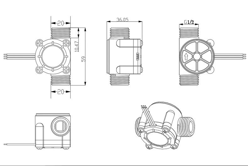 DC 5-18V Water Flow Sensor Flowmeter Hall Flow Sensor Water Control Liquid Flow 1-30L/min 2.0MPa Sensor Switch