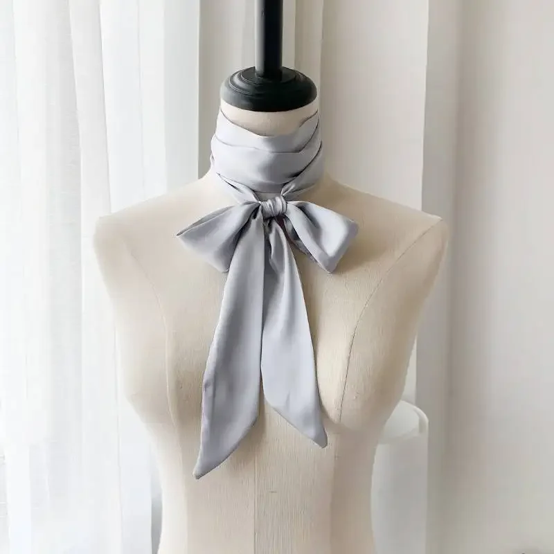 Bufanda de seda lisa de 200cm de largo, banda multifuncional para el pelo, cinta de satén, corbatas, pajaritas, decoración para asa de bolsa: Verde militar