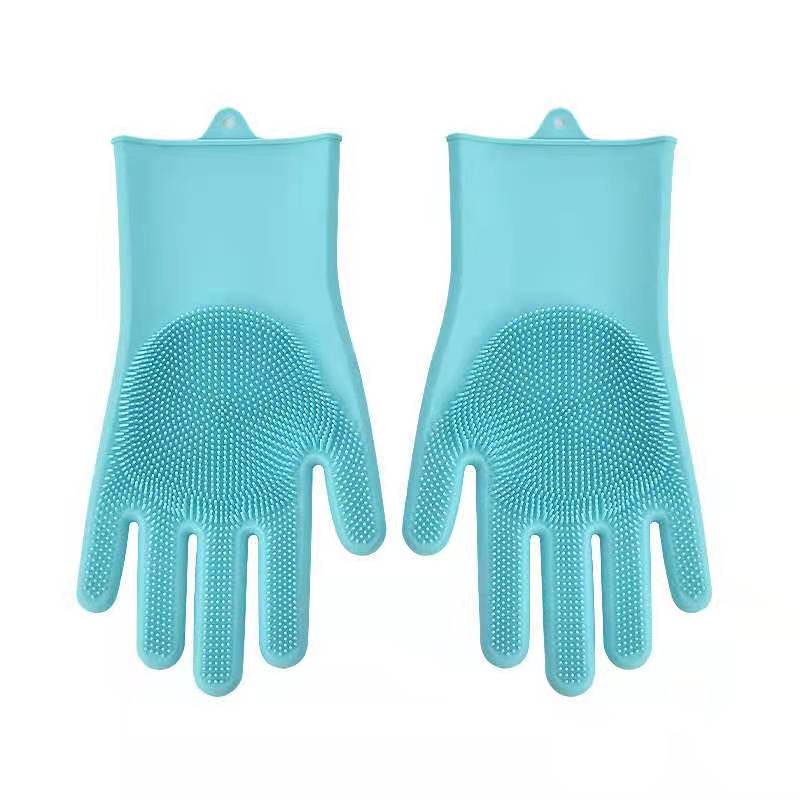Afwassen Schoonmaak Handschoenen Siliconen Rubber Afwas Handschoenen Voor Huishoudelijke Scrubber Keuken Clean Tool Scrub 1 Paar: Blauw