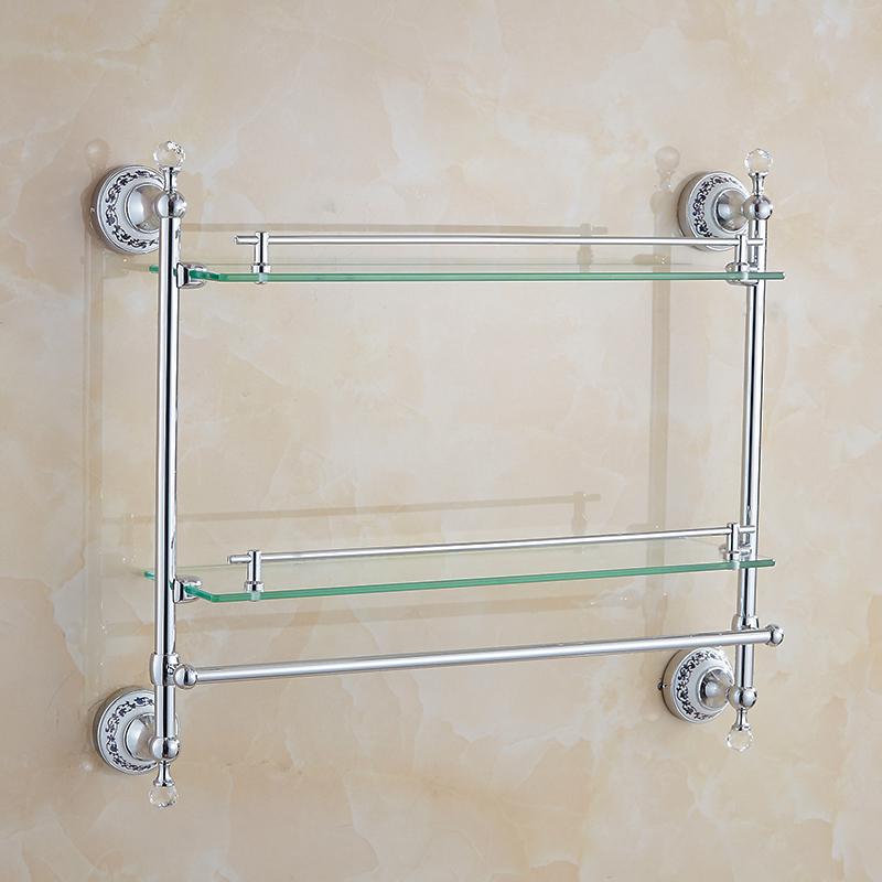 Silver Crystal Bathroom Hardware Set European Chrome Finish Ceramic Plate Antique Bathroom Accessories Hanging Suit T345