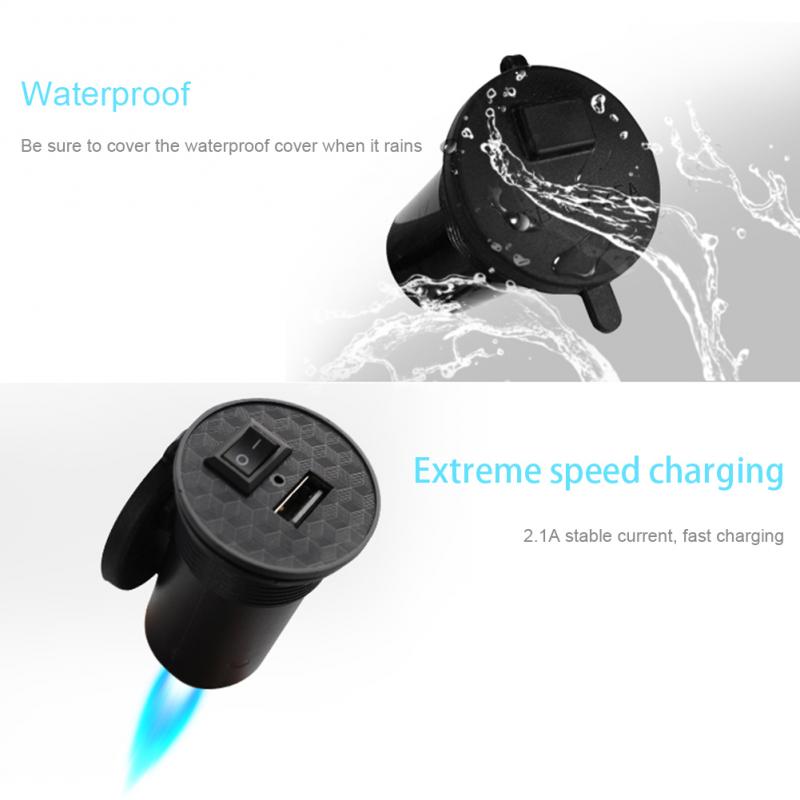 1Pc Waterproof Motorcycle Charger USB 12V Motorcycle Handlebar Charger Socket w/ Switch & Mounts