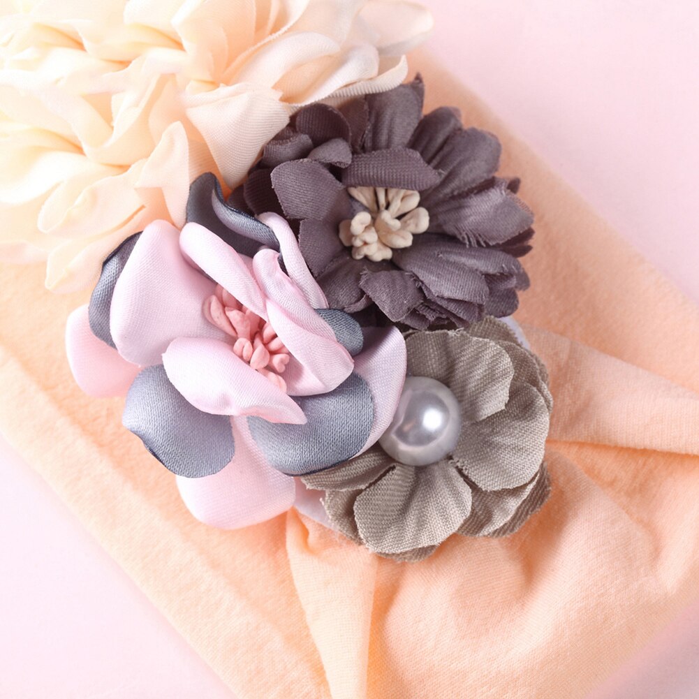 European and American super soft nylon headdress silk stitching flower baby hair accessories cute princess headband