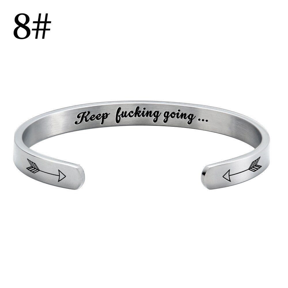 Nuovi braccialetti del braccialetto del polsino della superficie di larghezza di 6mm per le donne uomini argento acciaio inossidabile ispiratore continua andare braccialetti regali gioielli