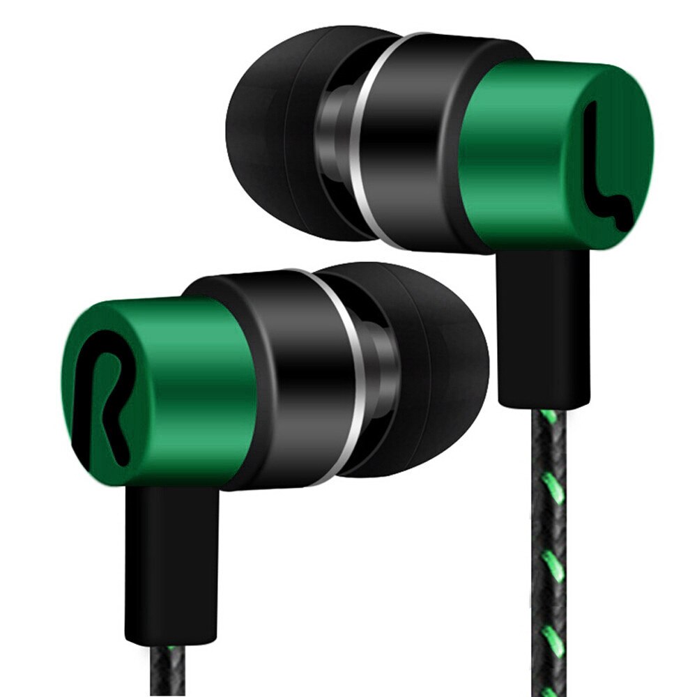 Universele Oortelefoon 3.5Mm In-Ear Bass Stereo Oordopjes Headset Bedrade Voor Mobiele Telefoon Bluetooth Stereo Oordopjes Muziek Oortelefoon 2J17: Green