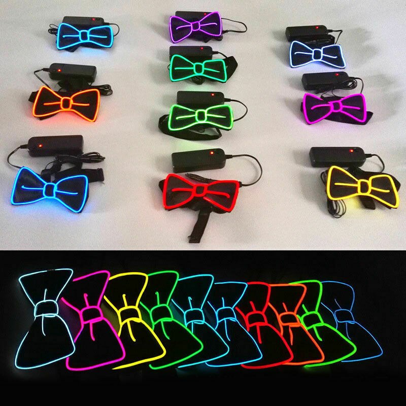 Cravate pour hommes en fil de fer | Nœud papillon lumineux clignotant pour fête en Club mariage