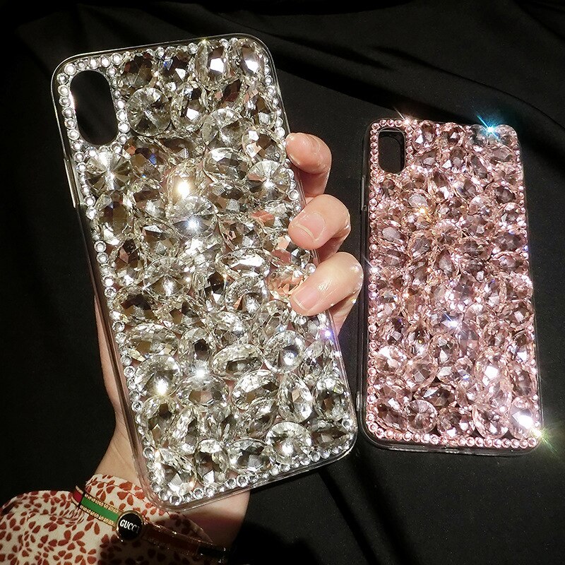 Custodia per telefono per IPhone 11 XR 7 8 11 Pro Max X XS Max Plus 6 6s Cover custodia per cellulare di lusso con strass completa custodia anticaduta