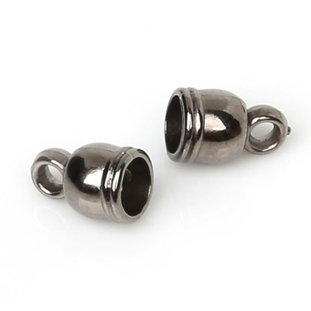 50 teile/los Ohrringe Halskette Ende Spitze Quaste Caps Leder Cord Crimps End Caps Perlen Kappe Verschluss Für DIY Schmuck Machen: GumBlack / 6x9mm