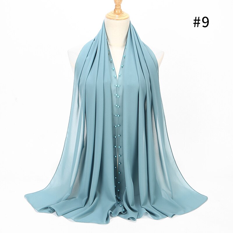 Parel Sjaal Big Size Solider Kleur Bubble Chiffon Sjaal Effen Sjaals Hijab Moslim Sjaal: 9