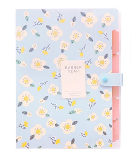 Archivo de producción, gran bolsa de archivo multifuncional 5/8 a Mezzanine archivo A4 carpeta de archivos 1PC flor fresca escuela Oficina 15009 Bock: blue
