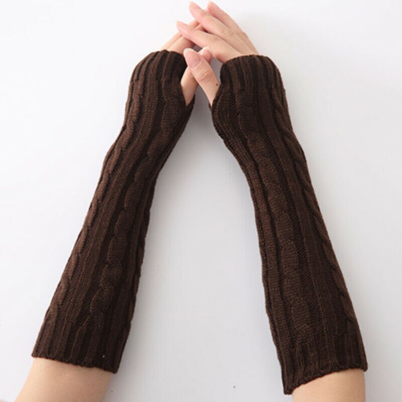 Nova marca feminina braço warmer 1 par feminino algodão para cabo de malha quente inverno manga sem dedos luvas sólido outono inverno quente 2019