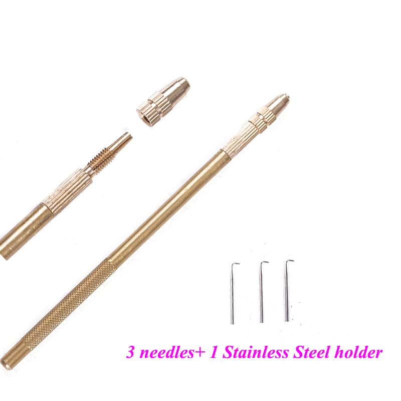 4pcs Ventilating Needles +1 Brass Holder To Make Full Hair Lace Front Wig Toupee Hairpiece Wig Knotting Hook Sets