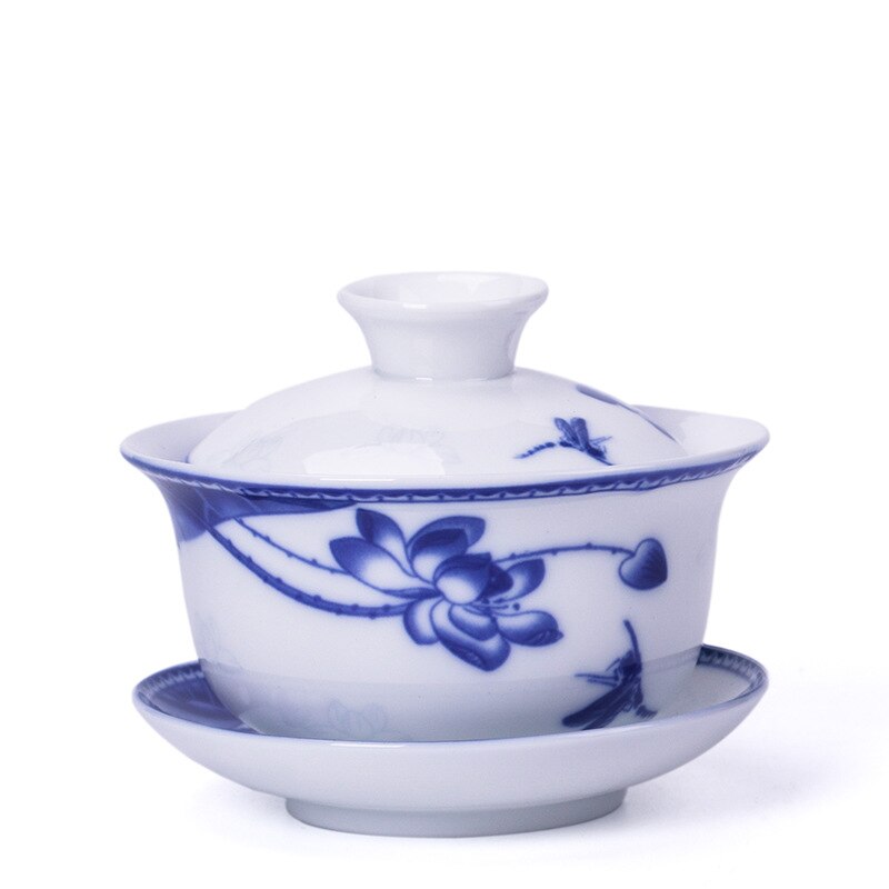 China Hand Painted Tea Set White Porcelain Gaiwan Set Tea Porcelain Pot Set For Travel Beautiful And Easy Kettle