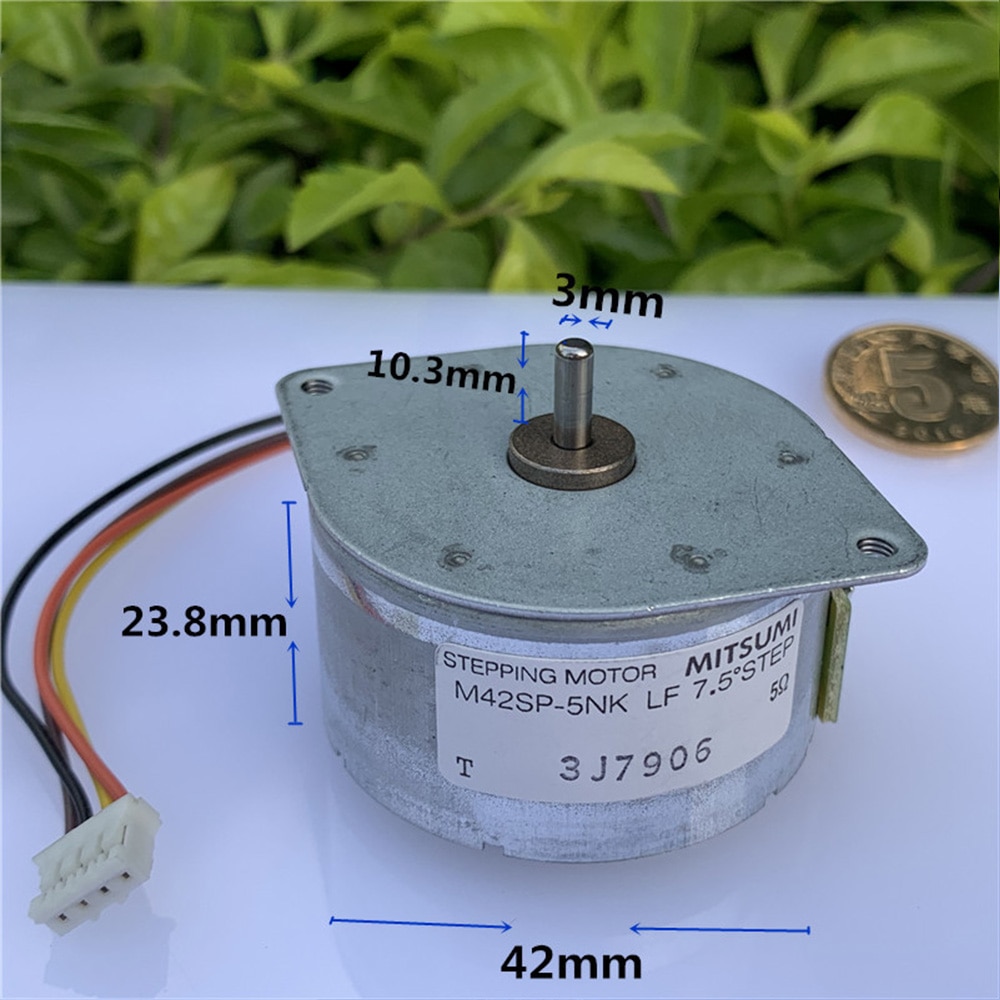 MITSUMI-Motor paso a paso M42SP-5NK DC 24V, 2 fases, 4 cables, 42MM, imán permanente, redondo, gran par, para equipo de escáner de impresora