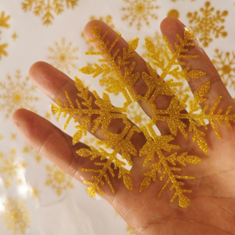 Gold/Silver Snowflake Electrostatic Sticker Window Kids Room Christmas Wall Stickers Home Decoration Year Wallpaper ·