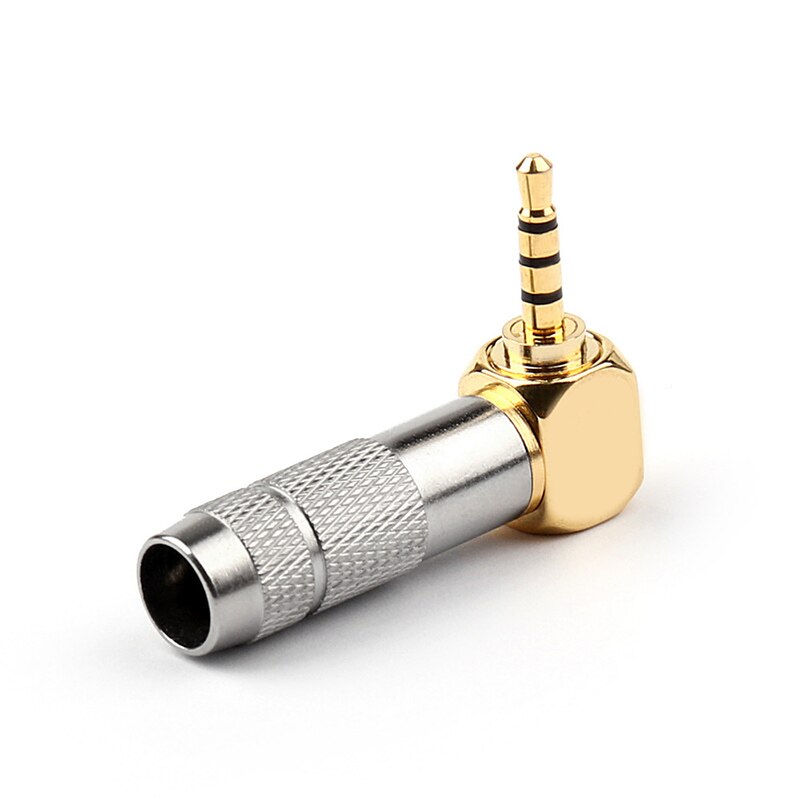 3.5mm 4 Pole TRRS Male Plug Jack Gold Plated 90 Degree Angle Audio Connector Silver Black Connector