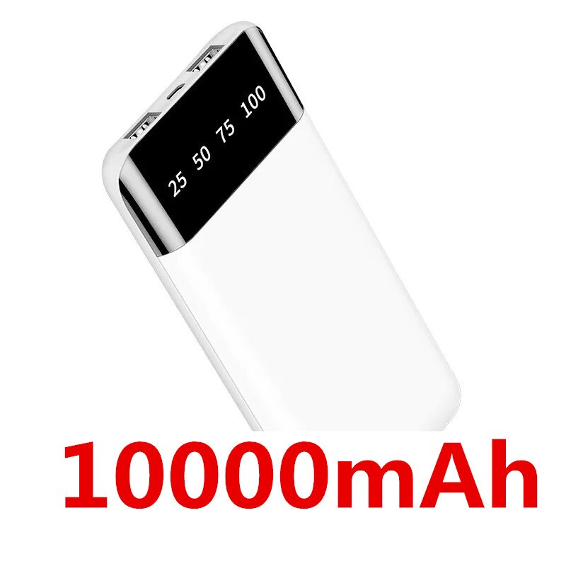 Energie Bank Tragbare Ladegerät Für iPhone Xiaomi mi Handy, Mobiltelefon Energie 90000 mAh Poverbank LED Externe Batterie Telefon: Weiß-10000mAh