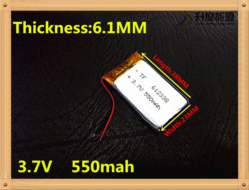 3.7V lithium polymer battery 062338 612338 550mAh MP3 MP4 GPS 6.1*23*38mm lithium battery small stereo GPS