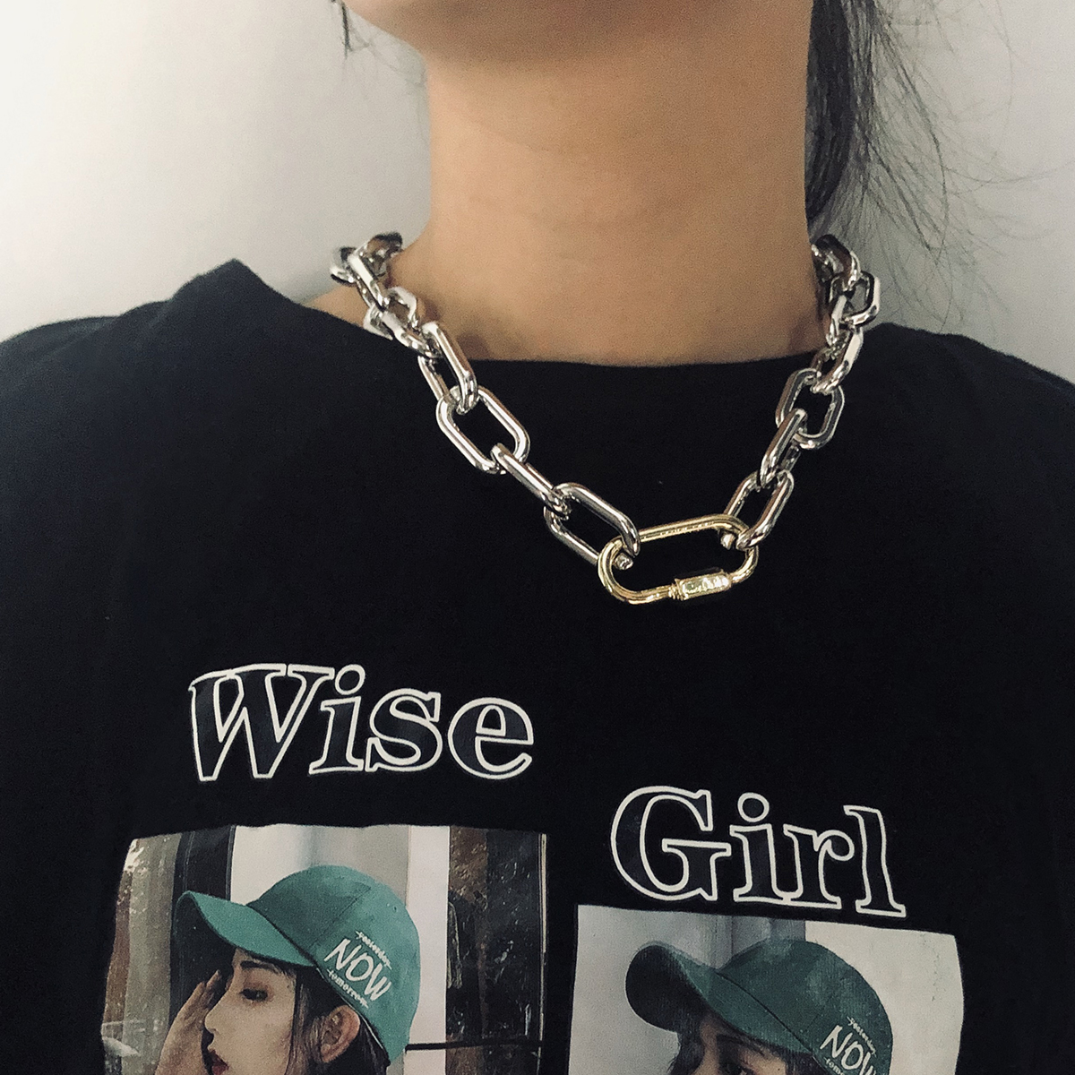 Fashband Choker Halskette Set - Dicke Kubanische Kette In Gold Für Damen