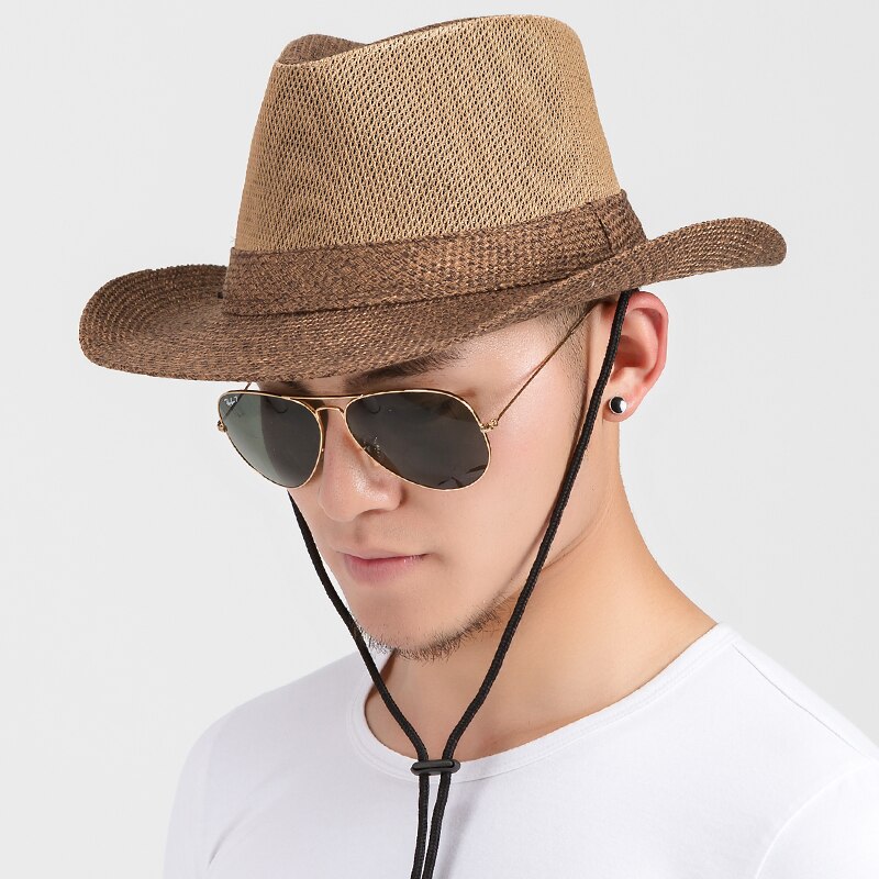 Udendørs solhat til mænd bred skygge mænd & #39 sommer fritid stråhat åndbar parasol hat herre & #39 sommer raffia solhat b -8283