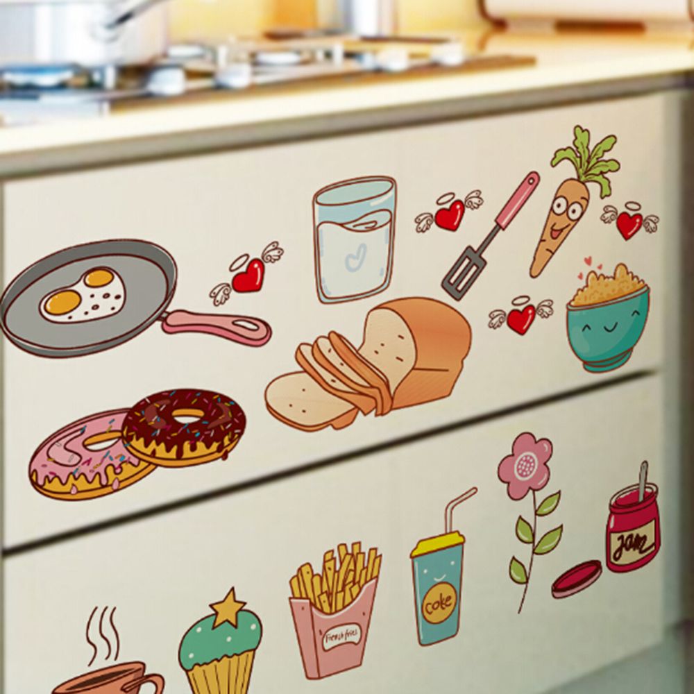 Pegatina de pared con patrón de comida, vinilo autoadhesivo extraíble, decoración de cocina, hogar