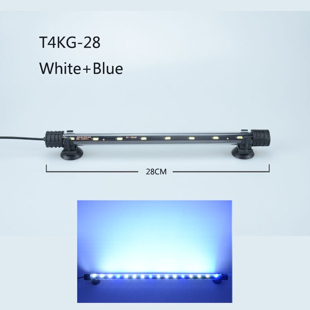 Luz LED impermeable para acuario, lámpara de pecera subacuática, decoración de acuarios, iluminación de plantas de 18-48CM, 220-240V, chip 5050: 28cm white and blue