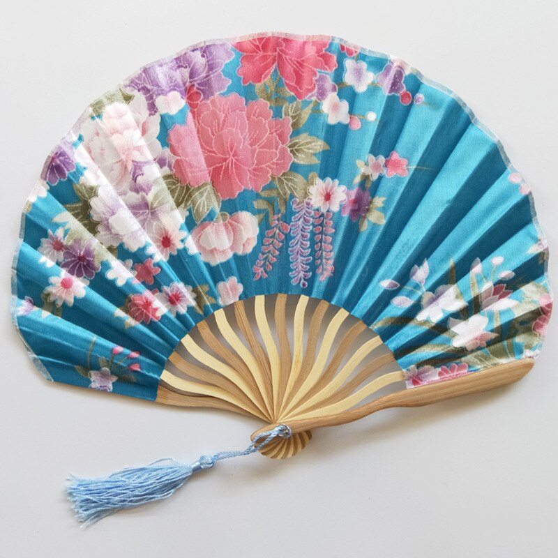 Pattern Chinese Style Hand Held Fans Silk Bamboo Folding Fans Handheld Wedding Hand Fan Cool Bamboo Flower personality