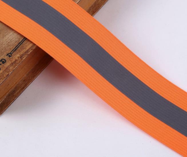 5m 50mm livbælte lysende bånd oxford reflekterende stof sybånd, syet på reflekterende tape til tøjposer høj synlighed: Orange bredde 30mm