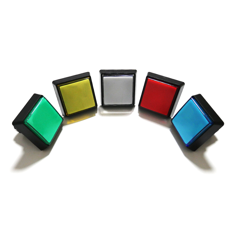 10 stücke 51*51mm quadratisch beleuchtete Tasten beleuchtet Druckknopf mit Mikrosc Halfter für Arkade-Musik-Spiel maschine 5 Farben
