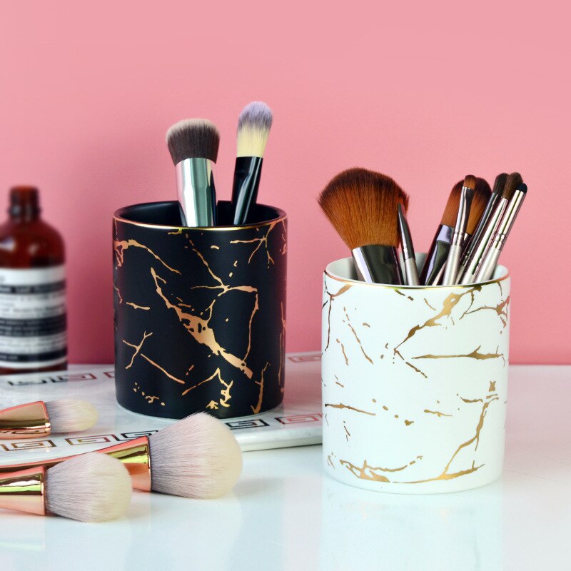 1 sztuk stojak na pędzle robić makijażu marmuru pędzle robić makijażu kubek ceramiczny Organizer robić przechowywania kosmetyków łazienkowy uchwyt na szczoteczkę robić zębów Caja Maquillaje