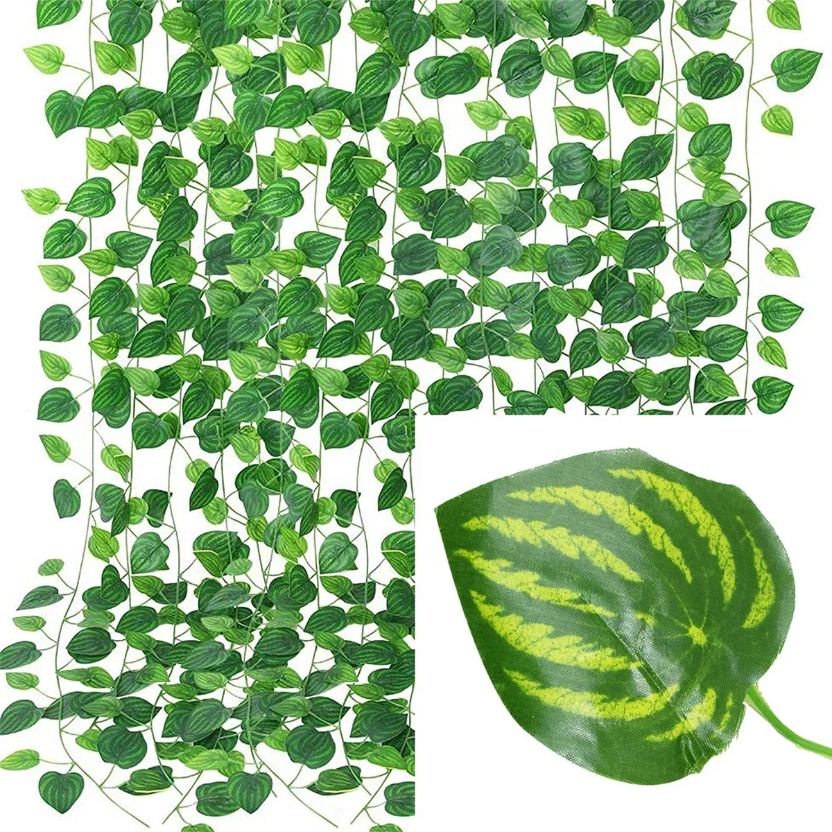 Hera Artificial para pared, plantas decorativas para el hogar, enredaderas, guirnalda verde colgante para habitación, jardín, oficina, decoración de pared de boda, follaje: Color zafiro profundo