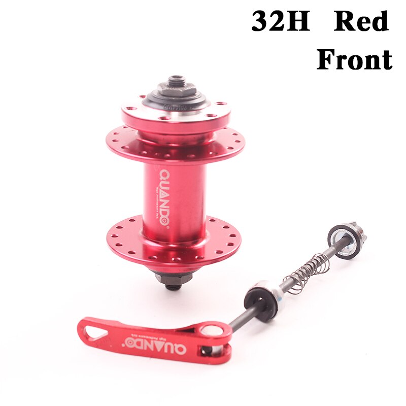 QUANDO vélo moyeu bague entretoise moyeu 32H 36H trous vélo vtt VTT avant arrière Cassette roue libre et 6 boulon frein à disque: 32H Red  Front