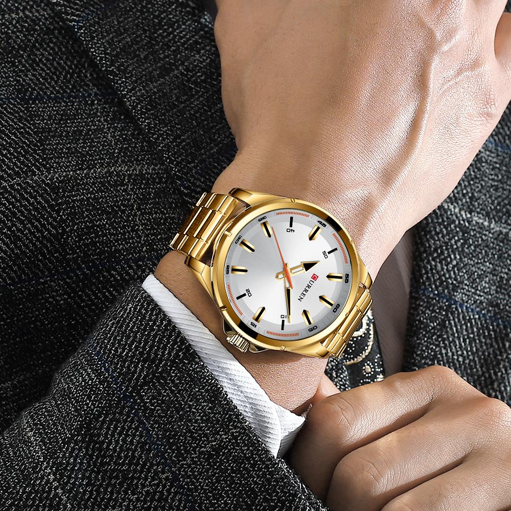 Gouden Horloges Voor Mannen Eenvoudige Business Horloges Met Roestvrij Stalen Band Horloges Man Klok Luxe