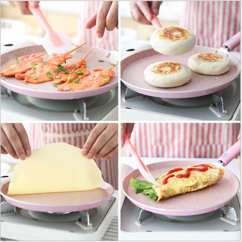 Large Crepe Pan 6/8/10 Inch Non-Stick Scratch-Resistant Forged Aluminum Pancake Pans Batter Spreader Included