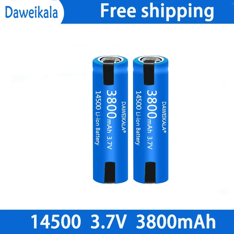 14500 battery 3.7V AA 3800mah lithium ion battery, with welding, for electric toothbrush, razor, barber rechargeable battery: black