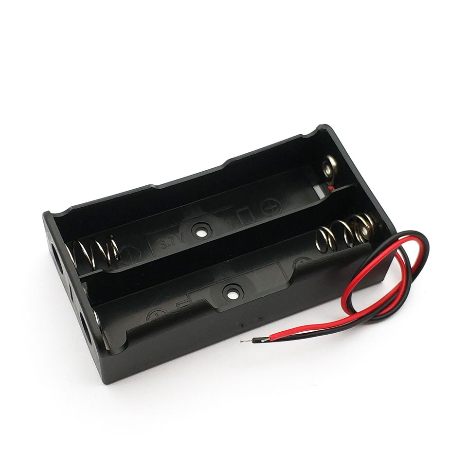 Zwarte Plastic Opbergdoos Geval Houder Voor Batterij 18650 Met 6 "Wire Leads 2X18650