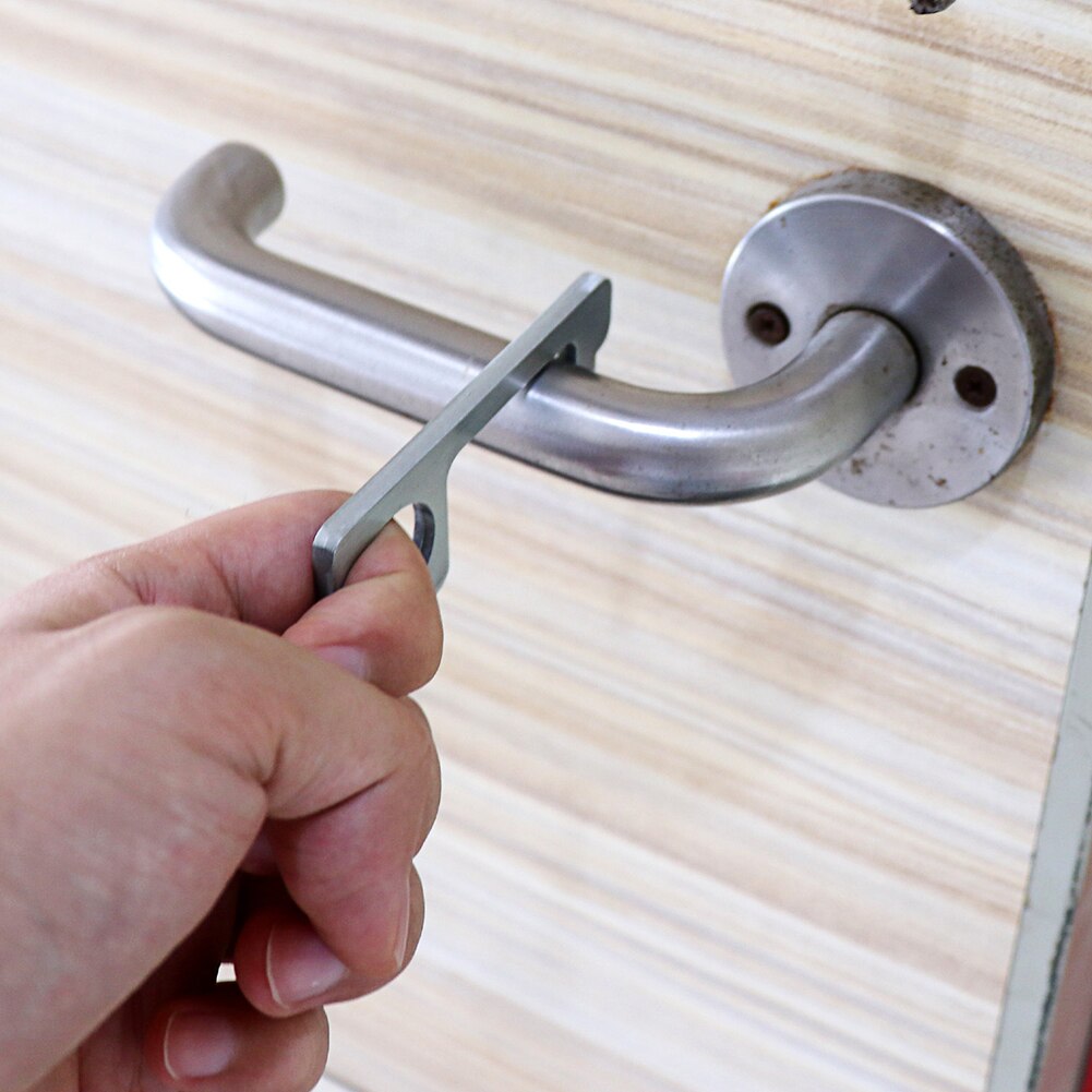 Portable EDC Door Opener Press Elevator/Door Handle Tool with Hook Antimicrobial Alloy Mini Door Opener