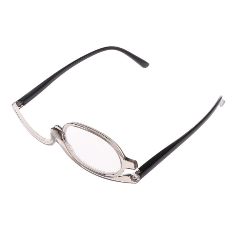 Gafas de lectura con aumento de maquillaje para mujer, anteojos de lectura con tapa giratoria + 1 + 1,5 + 2 + 2,5 + 3 + 3,5 + 4,0: +100 / Negro