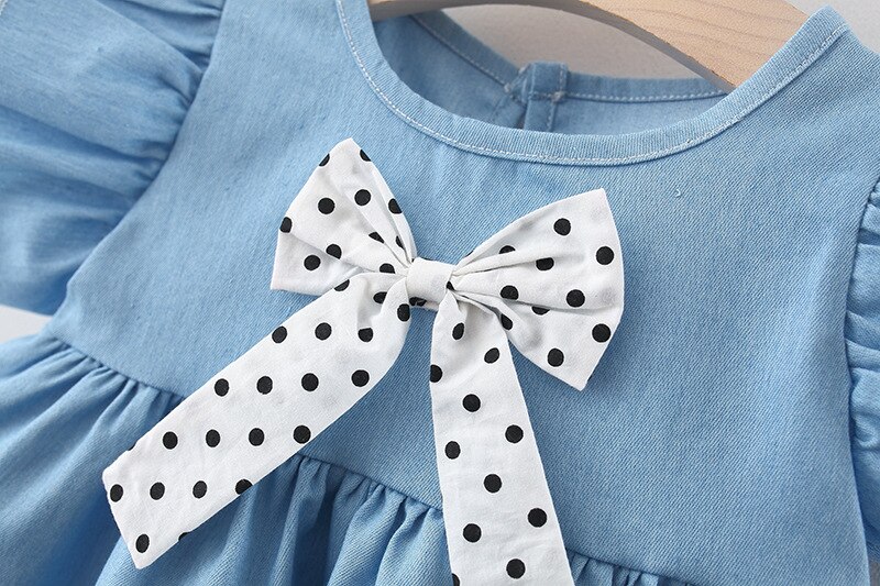 2022 Summer Outfit Newborn Baby Girl Dresses Cute Bow Sleeveless Cotton Infant Princess Blue Dress Toddler Clothes 0-24Months