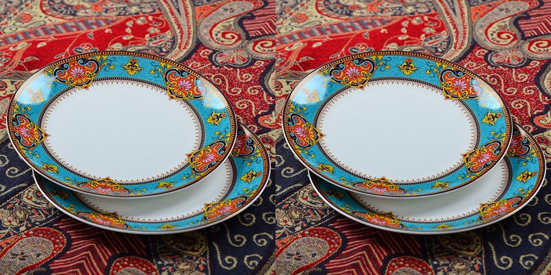 4pcs set, 8inch, fine bone china dinner set of plates, Thailand , porcelain plate platte, deep food plate kitchen, buffet: 4pcs flatter plate